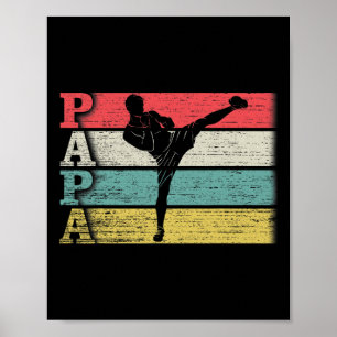 Vintage Retro Kickboxing Papa Kickbox Silhouette F Poster
