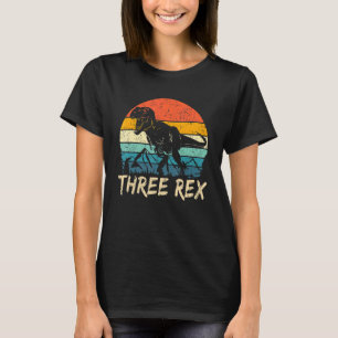 Vintage Retro Kids Three Rex 3rd Birthday Boys  3  T-Shirt