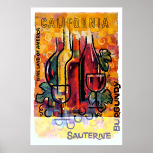 Vintage Retro Kitchen Foodie Art Drinks Wine Poster