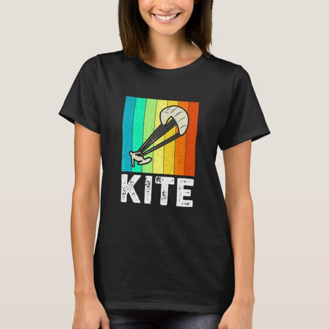 Vintage Retro Kiteboard Kiteboarding Rainbow Sunse T-Shirt (Front)