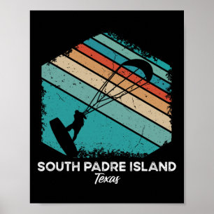 Vintage Retro Kitesurf South Padre Island Kite Sur Poster