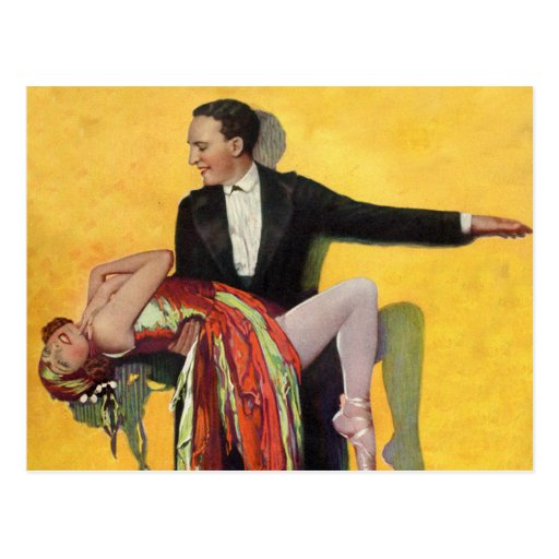 Vintage Retro Kitsch Deco Dancers Dancing Postcard