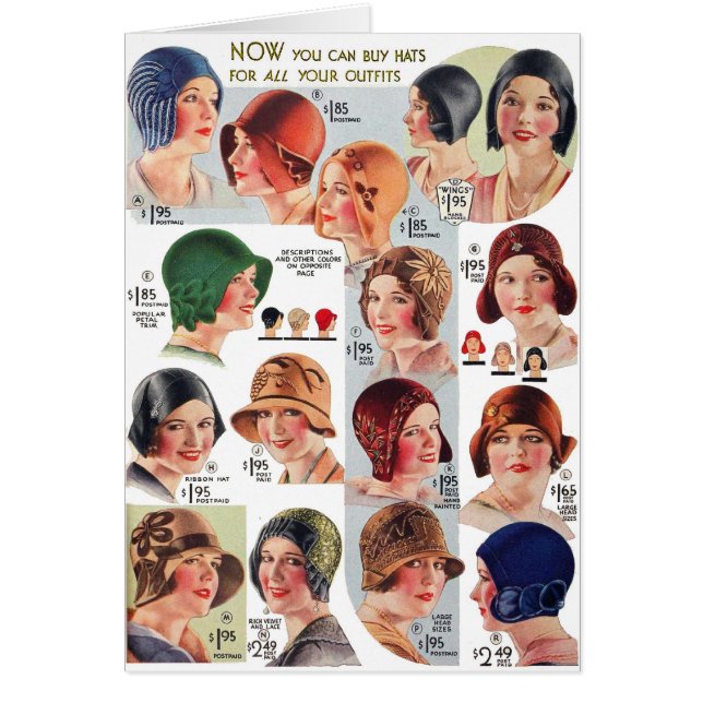 Vintage Retro Kitsch Women 20s Women's Hats Ad (Front)