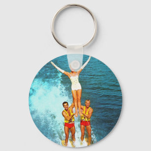 Vintage Retro Kitsch Women Dells Water Skiers Key Ring
