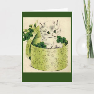 Vintage Retro Kitten Saint Patrick's Day Card
