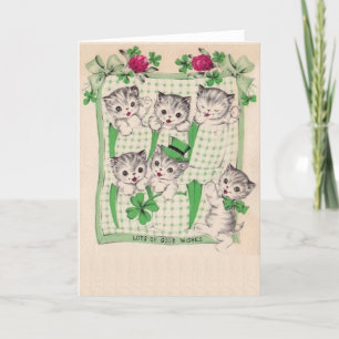 Vintage Retro Kittens Saint Patrick's Day Card