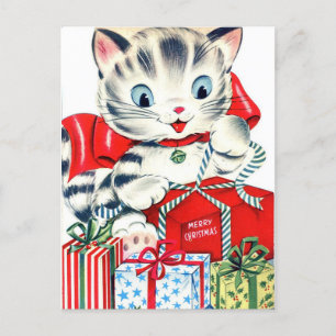Vintage Retro Kitty Holiday Card