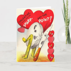 Vintage Retro Knife & Sharpening Stone Valentine Holiday Card