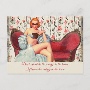 Vintage Retro Lady Confidence & Motivational Quote Postcard
