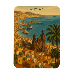 Vintage Retro Las Palmas Gran Canaria City View Magnet
