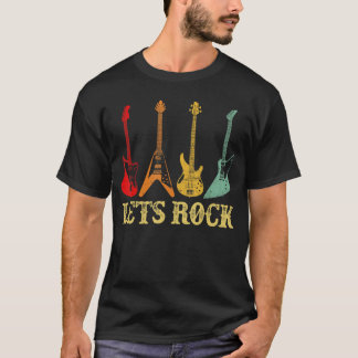 Vintage Retro Lets Rock Rock n Roll Guitar family T-Shirt