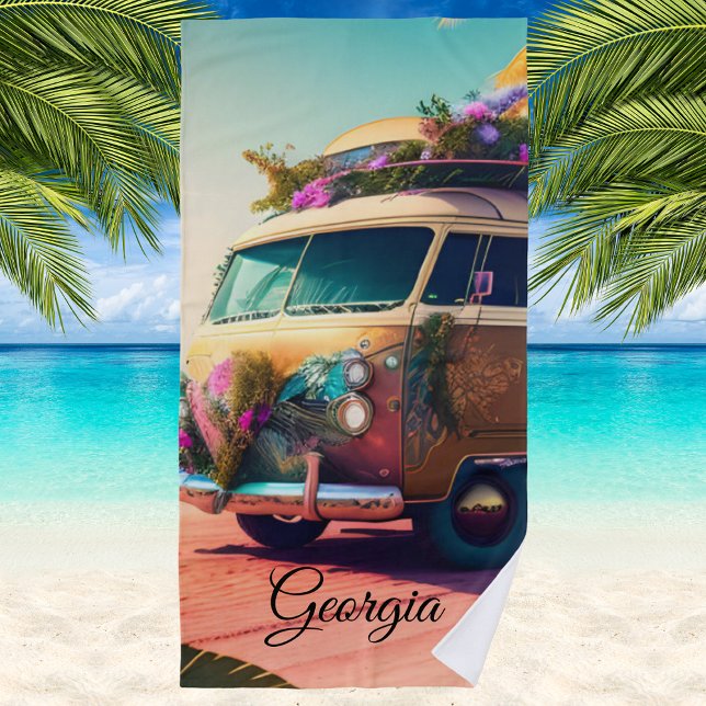 Vintage Retro Life At the Beach Beach Towel (Creator Uploaded)