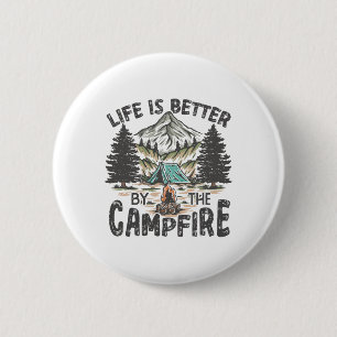 Vintage Retro Life Is Better Around The Campfire C 6 Cm Round Badge