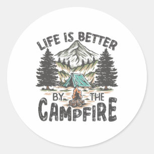 Vintage Retro Life Is Better Around The Campfire C Classic Round Sticker