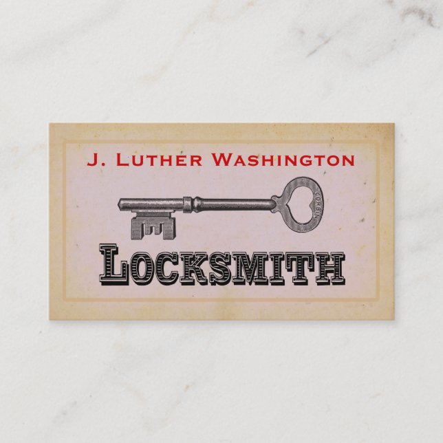 Vintage Retro Locksmith Professional Business Card (Front)