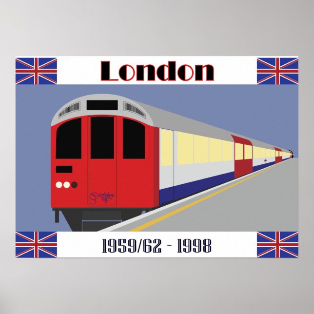 Vintage Retro London Train Postcard Poster (Front)