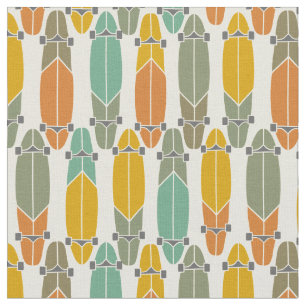 Vintage Retro Longboards Patterned Fabric