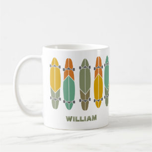 Vintage Retro Longboards Skateboards Personalised Coffee Mug