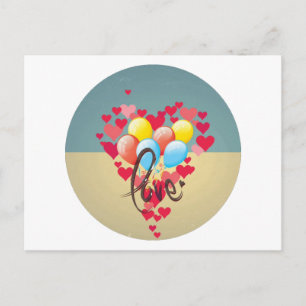Vintage Retro Love Hearts Funny Valentine Balloons Holiday Postcard