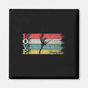 Vintage Retro Love Mma Kickboxing Muay Thai Silhou Magnet