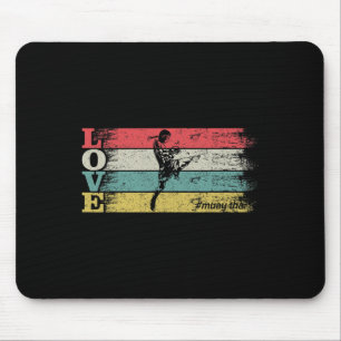Vintage Retro Love Mma Kickboxing Muay Thai Silhou Mouse Mat