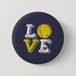 Vintage Retro Love Softball Sports Team and Coach 6 Cm Round Badge