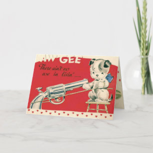Vintage Retro Macabre Suicide Puppy Valentine Card