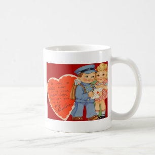 Vintage Retro Mailman Mailing Valentine Card Coffee Mug
