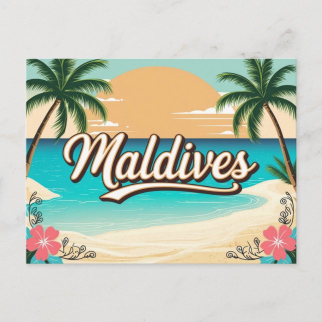 Vintage Retro Maldives Postcard (Front)