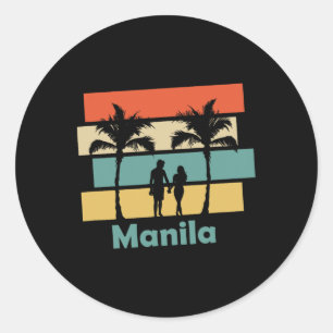 Vintage Retro Manila Philippines Vacation  Classic Round Sticker