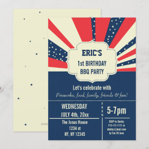 Vintage Retro memorial day birthday invitations