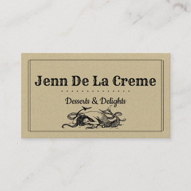 Vintage Retro Mermaid Business Card (Front)