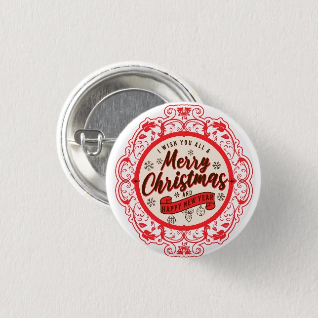 Vintage retro Merry Christmas 3 Cm Round Badge (Front & Back)