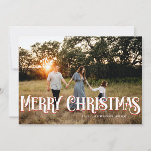 Vintage Retro Merry Christmas Design Holiday Card