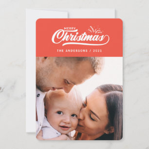 Vintage retro merry Christmas. Holiday Card