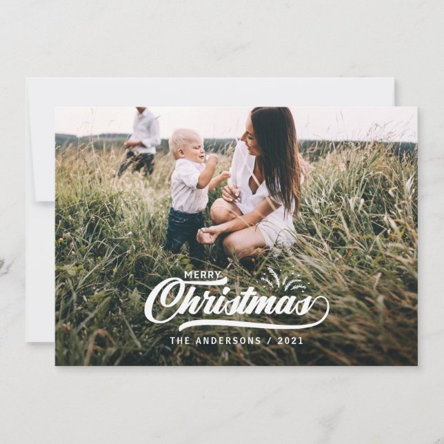 Vintage retro merry Christmas. Holiday Card (Front)