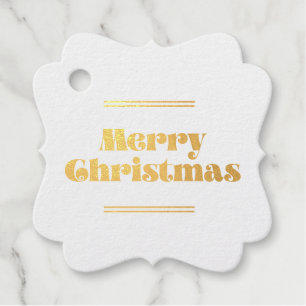 Vintage retro Merry Christmas real gold foil Favour Tags