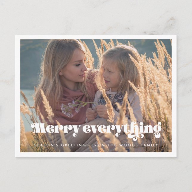 Vintage retro Merry everything Holiday photo Postcard (Front)