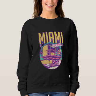 Vintage Retro Miami Beach Lifeguard Tower Tropical Sweatshirt
