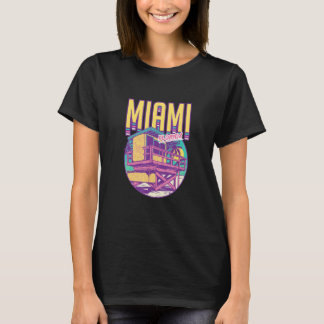 Vintage Retro Miami Beach Lifeguard Tower Tropical T-Shirt