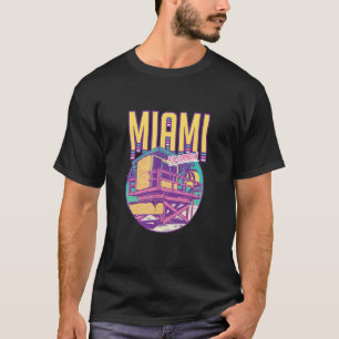 Vintage Retro Miami Beach Lifeguard Tower Tropical T-Shirt