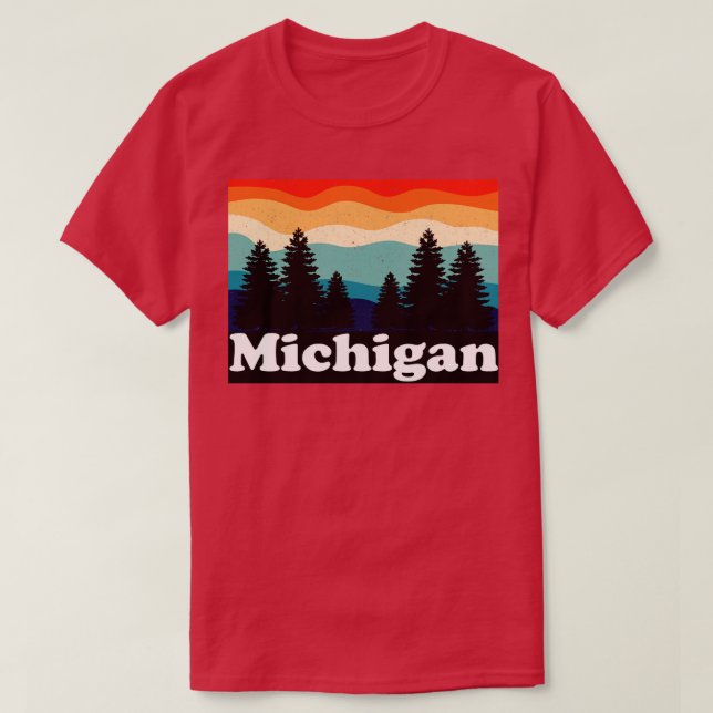 Vintage Retro Michigan Forest Camping  T-Shirt (Design Front)