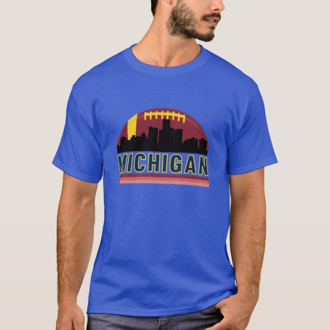 Vintage Retro Michigan Skyline T-Shirt (Front)