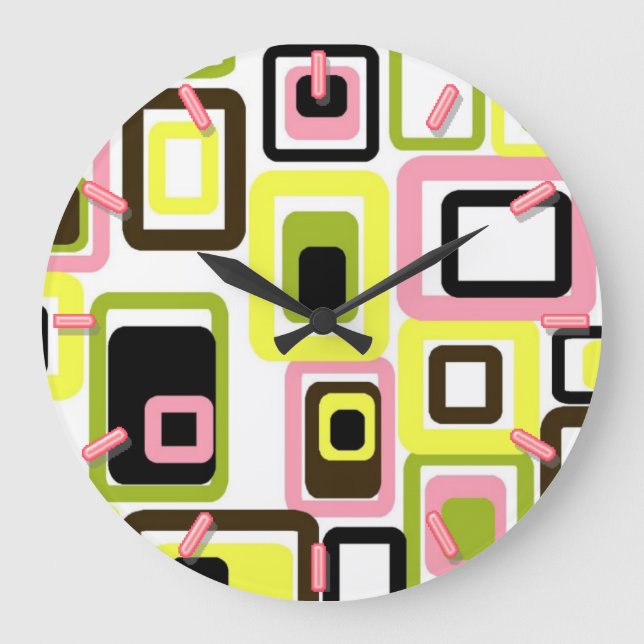 vintage retro mid century geometric pattern clock (Front)