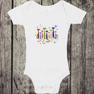 Vintage Retro Mid-Century Modern Look Cats 50s 60s Baby Bodysuit