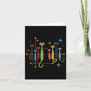 Vintage Retro Mid-century Modern Look Cats 50s 60s Card