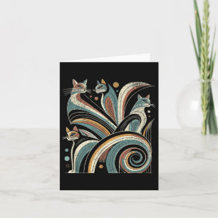 Vintage Retro Mid-century Modern Look Cats 50s 60s Card