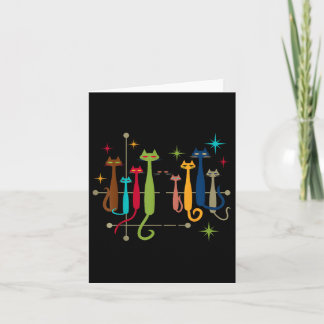 Vintage Retro Mid-century Modern Look Cats 50s 60s Card