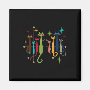 Vintage Retro Mid-century Modern Look Cats 50s 60s Magnet