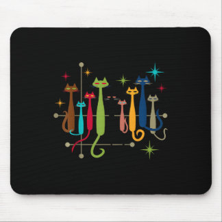Vintage Retro Mid-century Modern Look Cats 50s 60s Mouse Mat